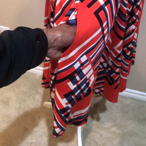 Jessica Simpson Halter Red Argyle Poinciana Cotton Blend w/Pockets Dress-10 - Picture 5 of 8